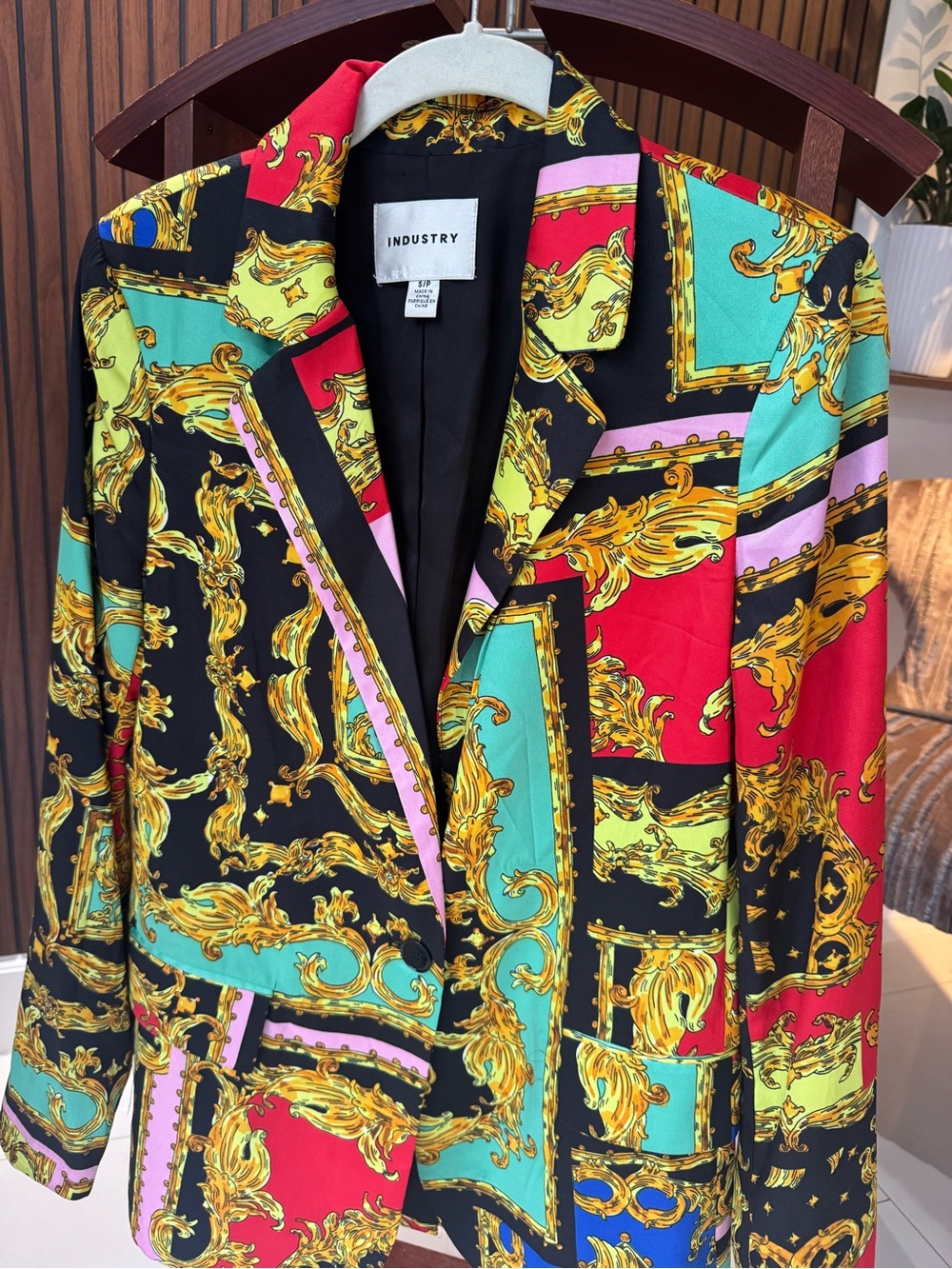 INDUSTRY Multicolor Baroque Print Blazer - Red/Black/Turquoise/Pink/Gold